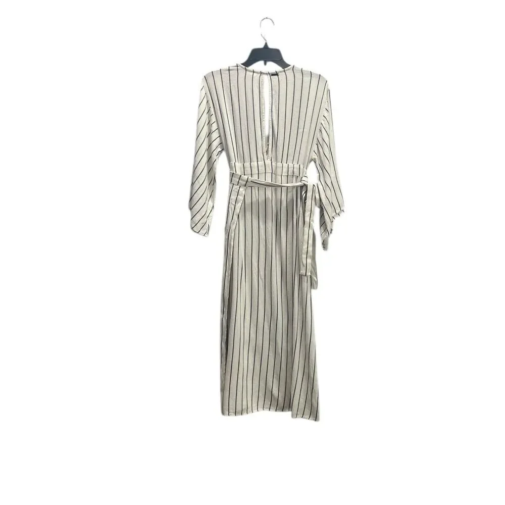 Billabong Robe Life White and Black Plunge Neck Striped Dress small - Picture 4 of 15